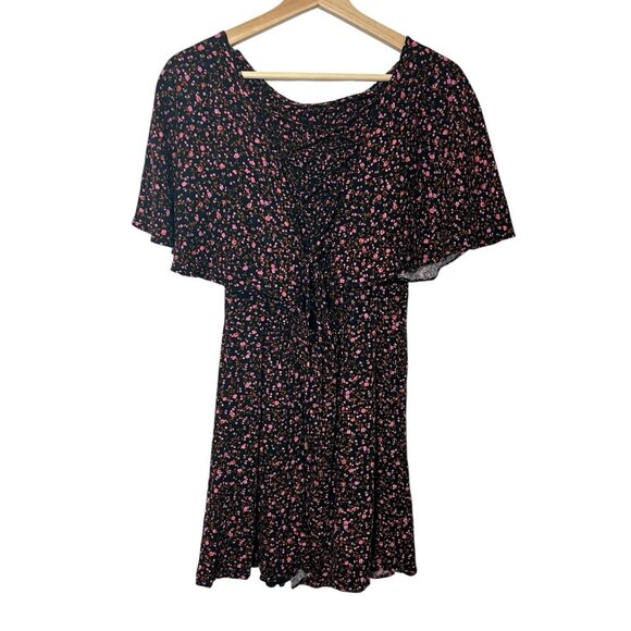 Free People Women's Florence Tie Floral Mini Dress Size Small Boat Neck - Picture 4 of 14